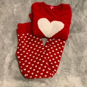 Betsey Johnson PJ Heart PJ Set M